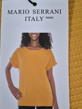 XL: 🤍Mario Serrani Italy Women's Mustard Short-Sleeve Top